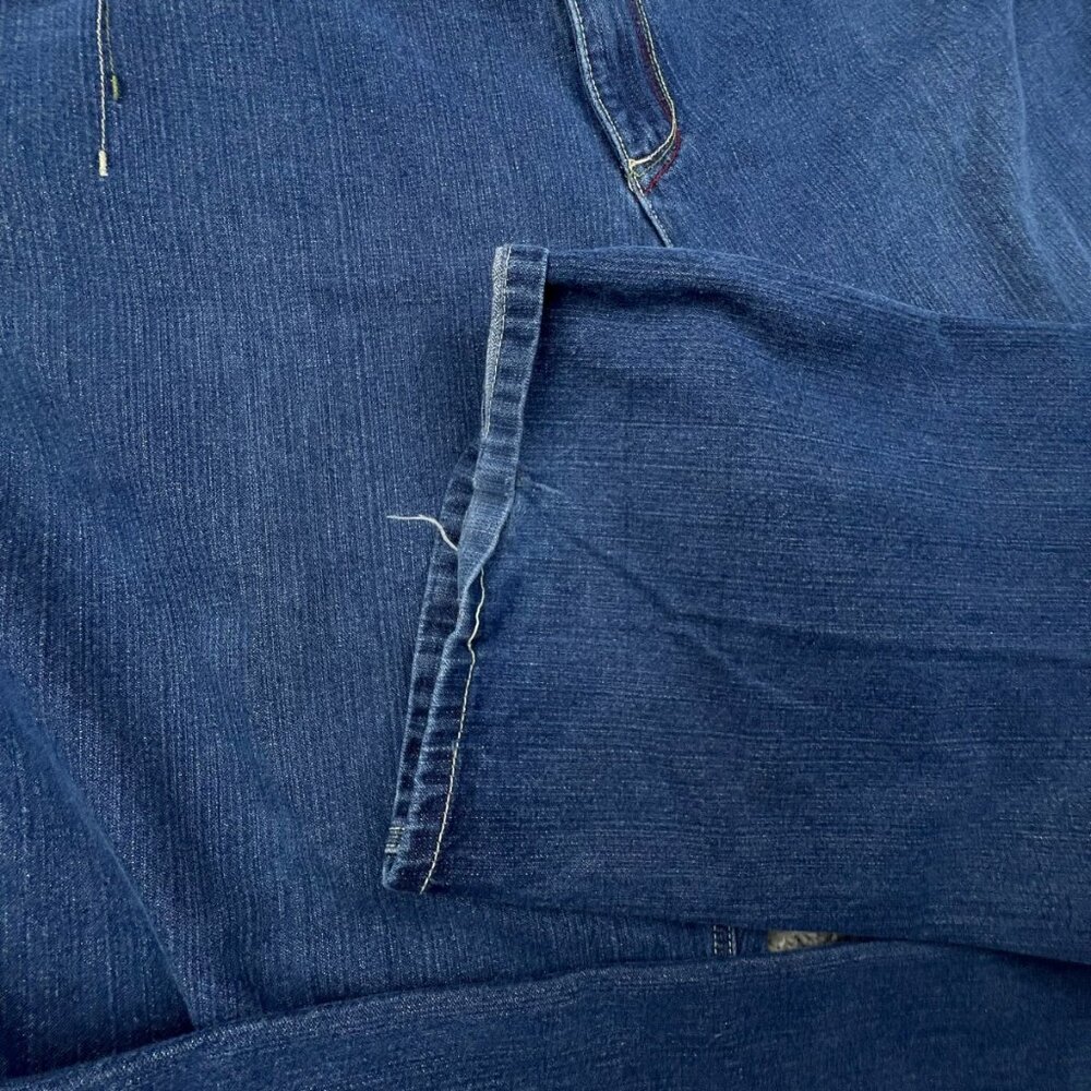 Coogi Mens 42x33 Blue Denim Pants Jeans 100% Cotton Red Green Design Pockets - Picture 10 of 14